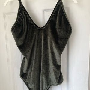 Velvet olive green body suit